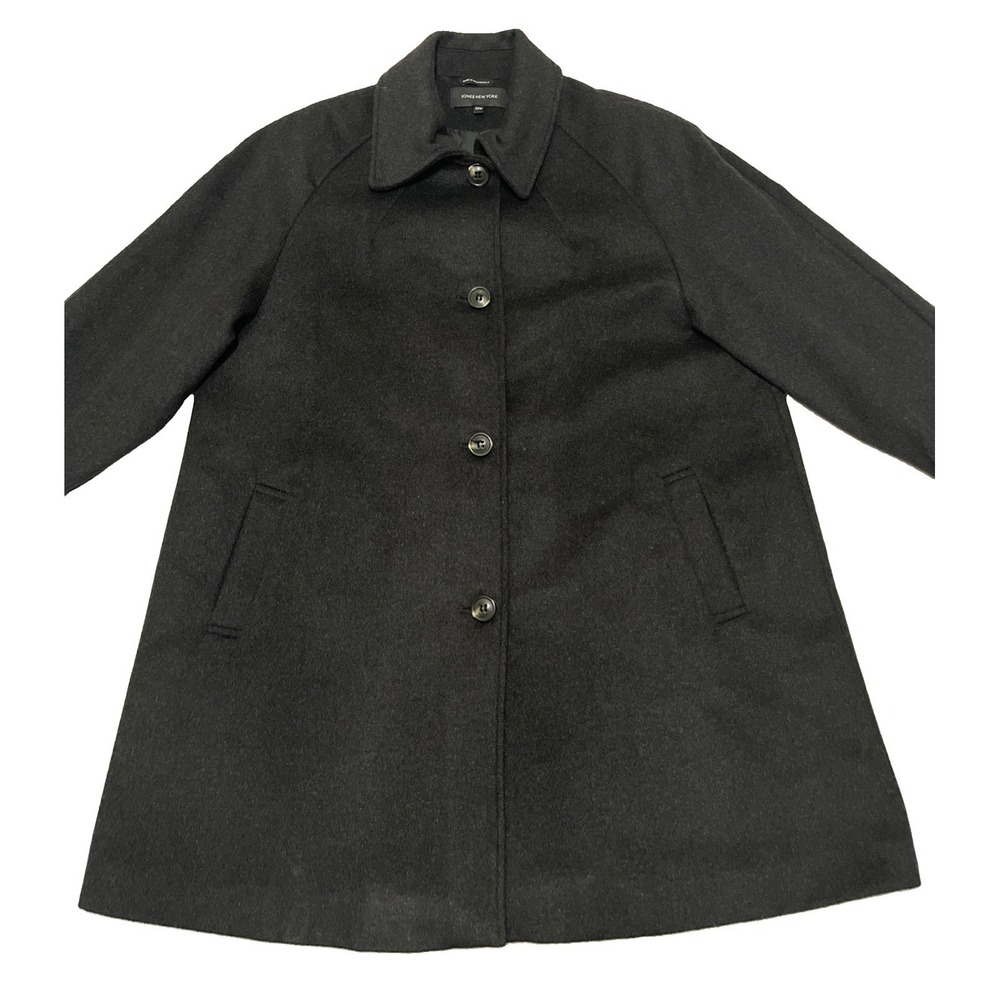 Jones New York Women Plus Wool Blend Coat Charcoal Black Sz 22W Style# JW2WS795